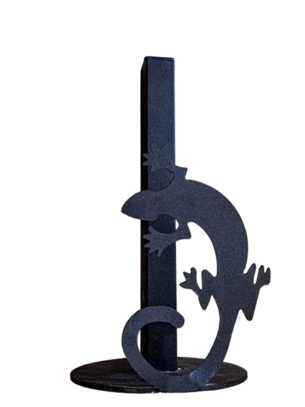 Southwestern Black Gecko Metal Heavy Countertop Paper Towel Holder Stand